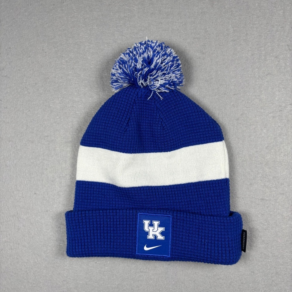 Nike Kentucky Wildcats Beanie Hat Blue White Cuffed Pom Knit Cap NCAA Unisex OS